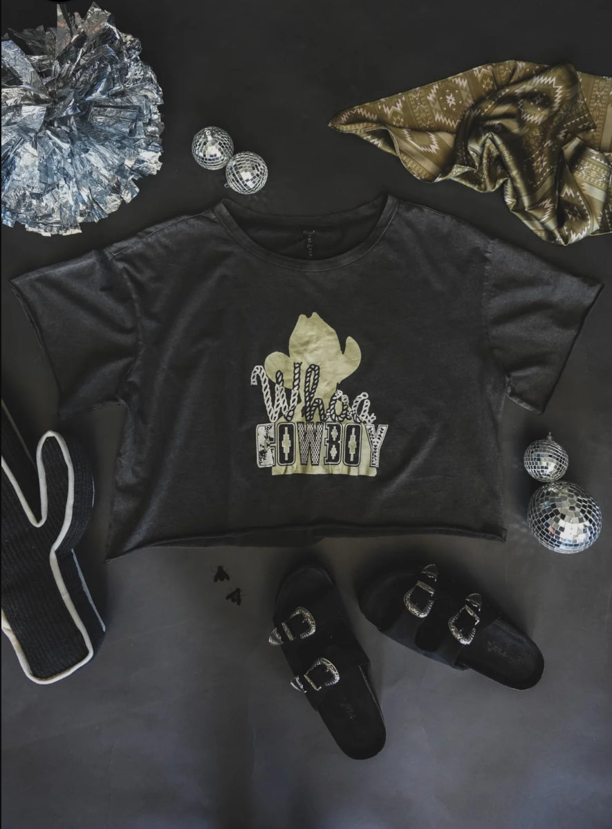 Whoa Cowboy cropped tee