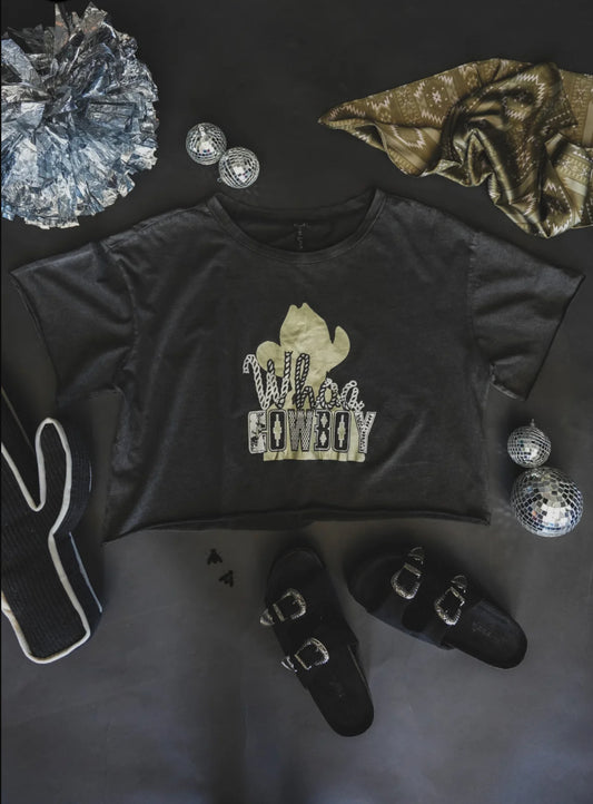 Whoa Cowboy cropped tee