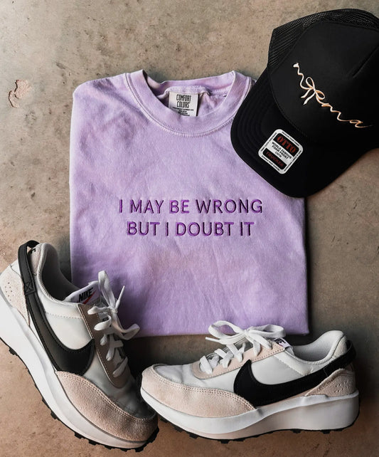 I may be wrong embroidered tee pre-order